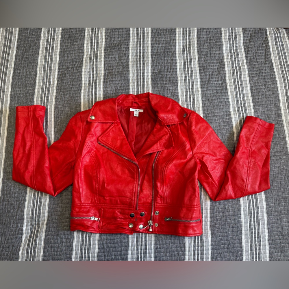 Bar III Vibrant Scarlet Faux Leather Jacket